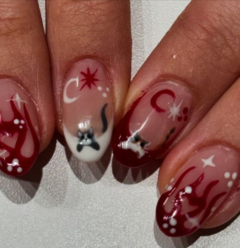 I couldn’t choose a pic so I posted them all 🙈 Gel-x, Cutesy Halloween Nails 😍🫶🏻 My client has 2 beautiful kitties and we made the cats that are playing peekaboo look as much like her little babes as possible!! 🥹🥹🥹 I’m also an auntie to those cats so they had to be perfect 💅🏼 #NailTechnician #NailArt #NailDesigns #Manicure #NailInspiration #NailArtist #NailsOfInstagram #NailSwag #NailGoals #polygel #scvnailtech #nailtech #scv #santaclaritanails #losangelesnails #sfvnails #sfv Red Cat Nails, Christmas Cat Nails, Christmas Cat Nails Art Designs, Cat Nail Acrylic, Nail With Cat Design, Cat Manicure Nailart, Nail Technician, Nail Artist, Nail Tech