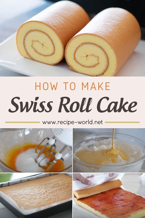 Strawberry Swiss Roll Cake Recipe, Swiss Roll Cake Recipe, Fluffy Sponge Cake, Roll Cake Recipe, Sponge Cake Roll, Jelly Roll Cake, Swiss Roll Cakes, Swiss Cake, Swiss Roll Cake