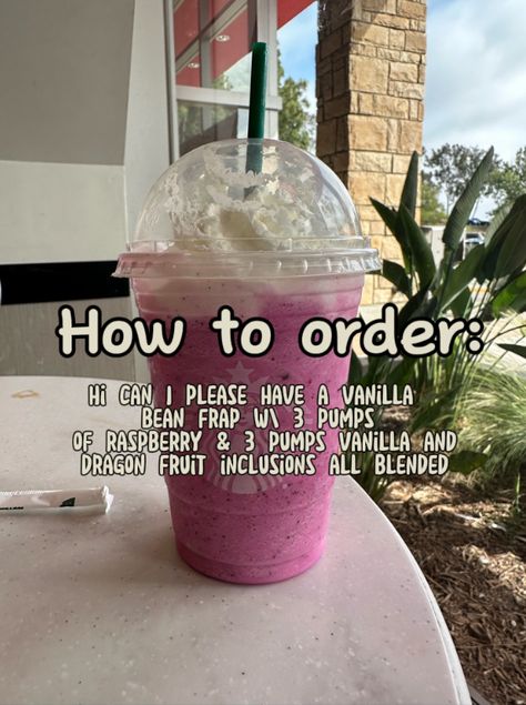 Plz try I beggin Starbucks Drinks Grande, Starbucks Orders, Secret Starbucks Recipes, How To Order Starbucks, Starbucks Drink, Starbucks Recipes, Starbucks Drinks, Dragon Fruit, Vanilla Bean