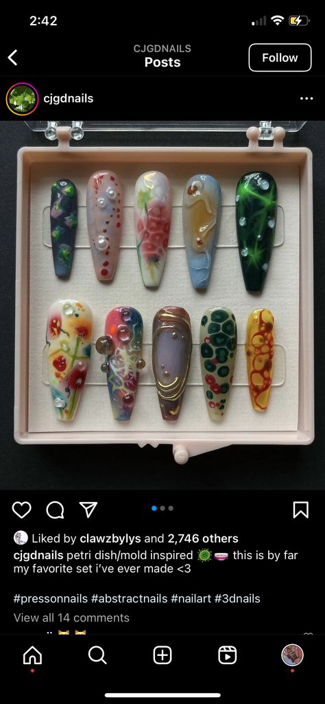 Petri Dish Nails, Petri Dishes, Petri Dish, Nail Stuff, Nail Art Inspiration, 3d Nails, Press On Nails, Nail Inspo, Acrylic Nails