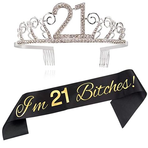 21st Birthday Crown, Tiara Cake Topper, 21st Birthday Sash, Sparkle Birthday Party, 21st Birthday Sign, 21st Birthday Shirts, 21st Bday Ideas, 21st Birthday Party, Birthday Tiara