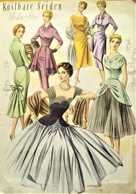 Old Fashion Magazine, 60s Vintage Fashion, Vintage Fashion Sketches, Vintage Vogue Sewing Patterns, Fashion Illustration Vintage, Vintage Dress Patterns, Vogue Sewing Patterns, Fashion Sewing Pattern, Fashion Design Sketches