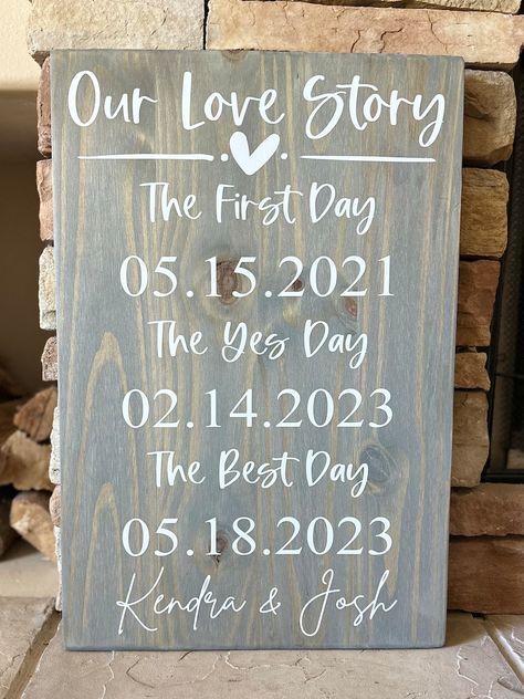 Our Love Story Timeline, Wedding Gift, First Day, Yes Day, Best Day, Marriage Sign, Custom Date Sign, Wedding, Special Date Sign - Etsy