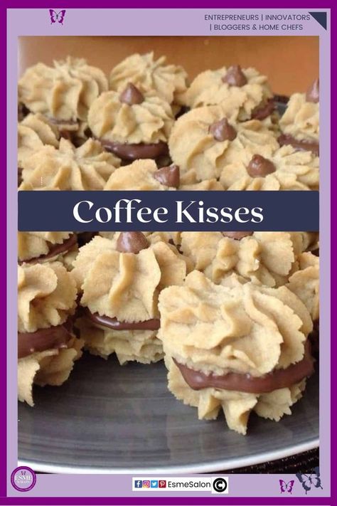 Almond Kisses Cookies, Kismet Cookie Recipe, Recipes With Hershey Kisses, Coffee Kisses Cookies, Kisses Cookies Peanut Butter, Cookies With Herseys Kisses, Peanutbutter Kisses Cookie, Coffee Kisses, Peanutbutter Cookies With Chocolate Kiss