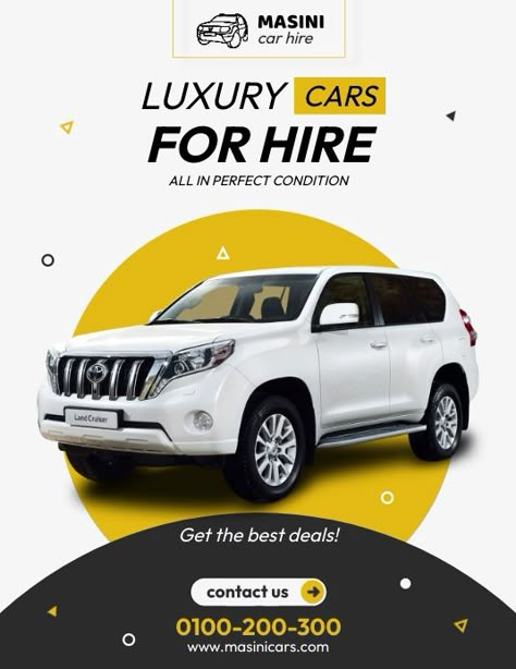 Car Hire Flyer, Car Rental Flyer Design, Car Rental Poster, Car Flyer Design, Hiring Ad, Hiring Flyer, Hiring Poster, Business Flyers, Promotional Flyers