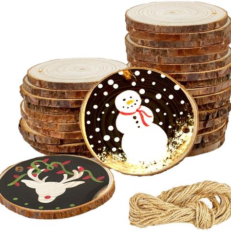 Natural Wood Slices Wood Slice Ornaments Diy, Diy Crates, Fireplace Rustic, Decorate Christmas Tree, Christmas Tree Fireplace, Diy Projects For Adults, Rustic Wedding Decor Diy, Decorate Christmas, Beer Wood