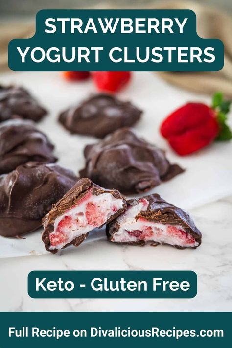 Irish Brunch, High Protein Low Carb Dessert, Strawberry Yogurt Clusters, Yogurt Clusters, Sugar Free Yogurt, Chocolate Clusters, Lowcarb Recipes, Raspberry Yogurt, Weight Watchers Tips