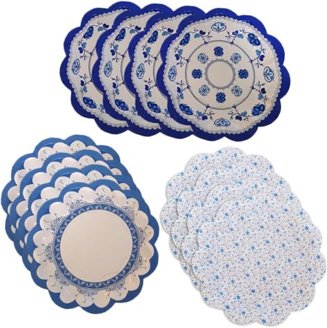 HOMSFOU 12pcs Chinese Style Paper Plates Blue and White Porcelain Design Paper Plates White Floral Blue and White Paper Platters Lace : Amazon.co.uk: Home & Kitchen Flower Shape Cake, Floral Paper Plates, Cupcake Plate, Plastic Party Plates, Porcelain Design, Shape Cake, Casual Entertaining, Rose Gold Party, Leaf Plates