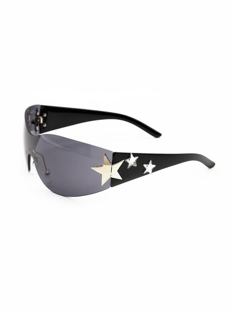 1pc Women's Rimless Star Decorated Y2k Fashion Sunglasses For Daily Wear Street Shades Beach AccessoriesI discovered amazing products on SHEIN.com, come check them out! Glasses Fashion Eyewear, Summer Accessories Beach, Makeup Clothes, Fashion Eyeglasses, Cool Sunglasses, Elegant Dresses Long, Beach Accessories, Eyewear Fashion, Eyewear Accessories