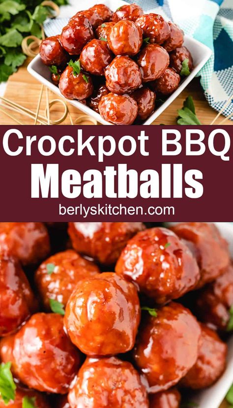 Crockpot BBQ Meatballs are an easy appetizer recipe that takes 5 minutes to prep and only has 3 ingredients. Super simple and full of flavor! #berlyskitchen Halloween Crockpot Recipes, Homemade Meatballs Crockpot, Crockpot Bbq Meatballs, Easy Bbq Meatballs, Best Crockpot Meatballs, Meatball Appetizer Crockpot, Easy Crockpot Meatballs, Bbq Meatballs Crockpot, Bbq Meatball Recipe