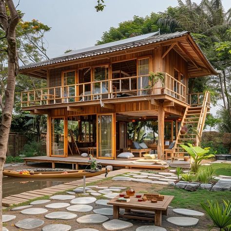 Bahay Kubo Architecture, Kubo House Design, Joglo House, Modern Bahay Kubo, Stilt House, Beautiful Small Homes, Tropical House Design, Bamboo House Design, Bali House