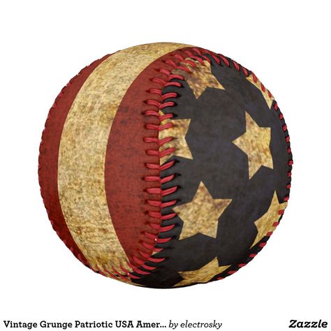 American Flag Painting, Painted Crafts, Americana Crafts, Flag Crafts, Baseball Decor, Baseball Balls, Flag Painting, Flag American, Fourth Of July Decor