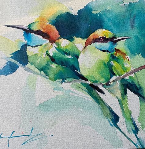 Tom Shepherd on Instagram: “Slightly obsessed with bee-eaters currently!! They are so fun to paint on one of my favourite groups of birds! . This is a new watercolour…” Best Feminine Tattoos, Wildlife Watercolor, School Watercolor, Drawing Birds, Learn Watercolor Painting, Bird Watercolor Paintings, Watercolor Birds, Bird Paintings, Amazing Birds