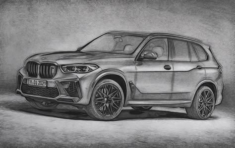 BMW X5 M Competition Image Sketch 3d Car Drawing, Bmw Sketch Drawing, Bmw Car Sketch, Bmw Drawing, Bmw Sketch, X5 M Competition, Bmw Truck, Fox Sketch, Rolls Royce Car