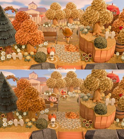 🤎 VANILLA 🍂 The entrance. WELCOME TO VANILLA! Vanilla is a fall countrycore themed island with vintage touches, set in an early November… | Instagram November Instagram, Acnh Hhp, Cozy Gamer, Happy Home Paradise, Cozy Games, Pumpkin Patches, Wheat Fields, Inspiration Aesthetic, Special Thanks