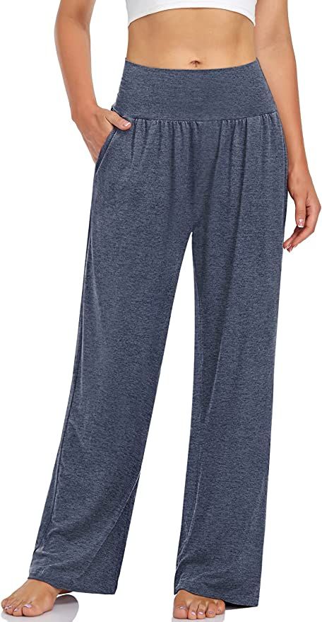 UEU Women's High Waist Khaki Yoga Pants Casual Loose Fit Sweats Lounge Wide Leg Sports Athletic Exercise Sweatpants with Pockets(LightCoffee,L) at Amazon Women’s Clothing store Yoga Sweatpants, Pajama Bottoms Womens, Wide Leg Yoga Pants, Cozy Pants, Womens Pajamas Pants, Dance Pants, Lounge Pajamas, Boho Pants, Comfy Pants