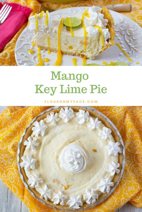 Mango Key Lime Pie Recipe, Mango Key Lime Pie, Barbecue Desserts, Summer Pie Recipes, Key Lime Recipes, Peach Salsa Recipes, Mango Pie, Key Lime Pie Recipe, Baking Recipes Pie