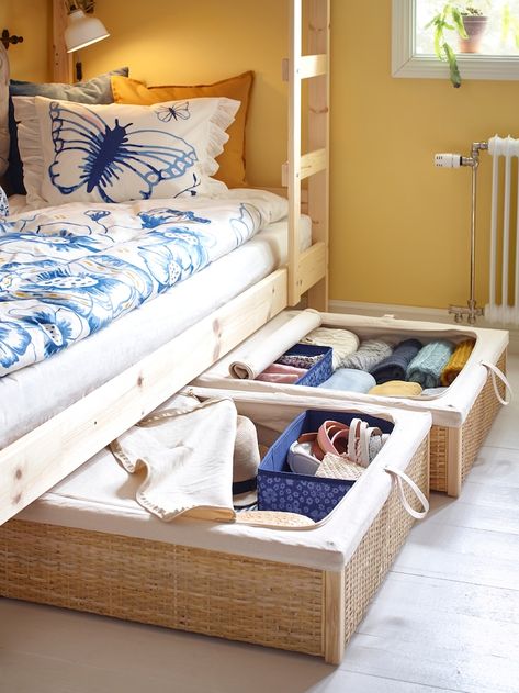 Ikea Bunk Beds, Living Room Beach Decor, Room Beach Decor, Ikea Mydal, Small Shared Bedroom, Pine Bunk Beds, Kids Bunk Bed, Bunk Bed With Storage, Bunk Bed Storage