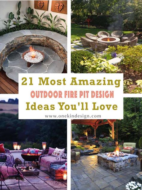 21 Most Amazing Outdoor Fire Pit Design Ideas You'll Love Cinder Block Fire Pits, Gazebo And Fire Pit Ideas, Landscape Ideas Fire Pit Seating Areas, Custom Outdoor Firepits, Garden Fire Pit Ideas Landscaping Design, Backyard Patio Designs Fire Pit Area, Tuscan Fire Pit, Circular Patio With Fire Pit, Creative Fire Pit Ideas