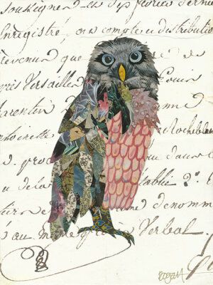 Wonky Birds, Owl Collage, Collage Pieces, Whimsical Owl, Paper Owls, Screech Owl, Textile Art Embroidery, Owl Collection, Collage Art Projects