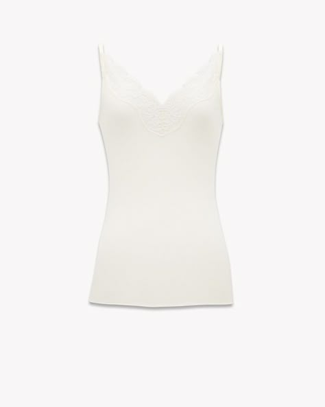 Lace Tank Top, Lace Tank, Saint Laurent, Online Store, Tank Top, Silk, Tank Tops, Lace, Clothes