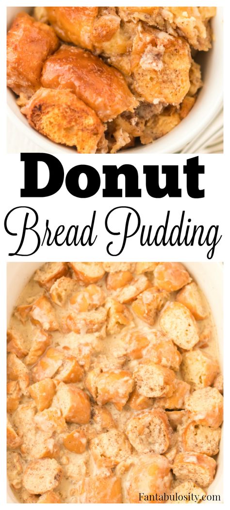 OH.MY.GOSH!!! Donut Bread Pudding... now THIS is a bread pudding recipe! #breadpudding #donutrecipes Doughnut Bread Pudding Recipe, Donut Bread Pudding Recipe, Krispy Kreme Bread Pudding, Donut Bread Pudding, Bread Pudding Dessert, Donut Bread, Best Bread Pudding Recipe, Keto Pudding, Puding Roti