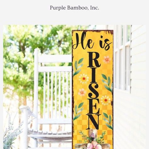 Purple Bamboo, Inc. | Home Decor on Instagram: "Spring into Easter with our charming porch sign! 🌷🐰 Welcome guests with a touch of festive cheer and brighten up your home for the season. Available now on Etsy - hop on over and order yours today!

 #easter #easterdecorations🐰 #easterdécor #easterdecor #easterdecorating #easterdecorideas #easterdecoration #ᴇᴀsᴛᴇʀᴅᴇᴄᴏʀ #etsyshop #etsyshops" Easter Decor Modern, Vintage Inspired Signs, Easter Porch, Vintage Easter Decor, Modern Farmhouse Entryway, He Is Risen Easter, Easter Gathering, Outdoor Entryway, Mirror Photo Frames