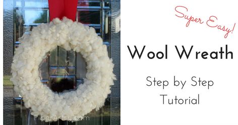 Sheep Wreath, Wool Wreath, Diy Christmas Wreath, Christmas Door Wreath, White Christmas Wreath, Easy Holidays Crafts, Homemade Wreaths, Diy Wool, Crafts For Teens To Make