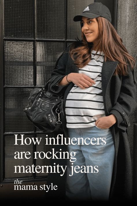 Find out how to find the best maternity jeans for your shape and how to style them like fashion mama @jelenamarinovic. You'll be surprised at how easy it is to look amazing in wide leg or boyfriend jeans, especially from these great brands.  #style #maternityjeans #ootd #pregnancystyle How To Style Jeans While Pregnant, Baggy Jeans Maternity Outfit, Styling Maternity Jeans, How To Style Maternity Jeans, Jeans Pregnancy Outfit, Maternity Outfits Jeans, Pregnancy Jeans Outfits, Jeans Maternity Outfit, Maternity Jeans Outfit