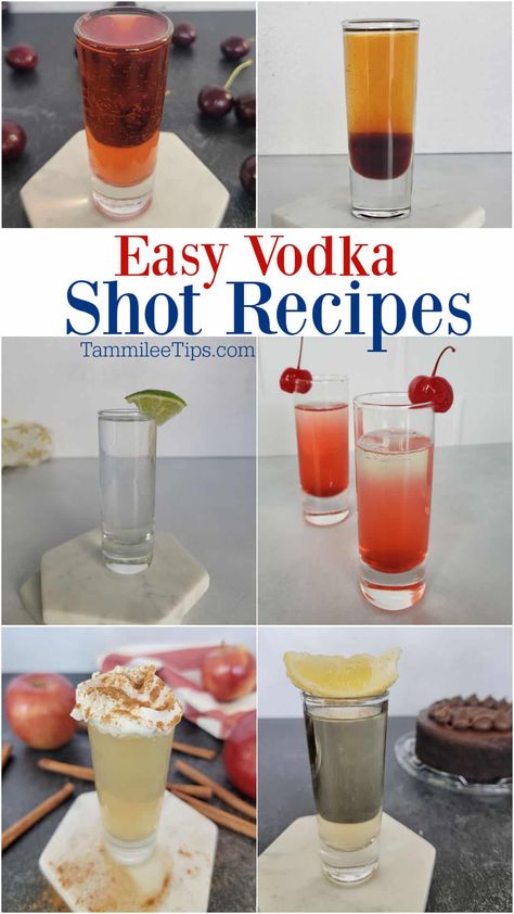 Fun Vodka Shots, Vodka Shooters Recipes, Easy Tasty Shots, New Years Eve Shot Recipes, Woo Woo Shot Recipe, Easy Alcoholic Shots, Easy Party Shots, Easy Yummy Shots, Simple Shot Recipes