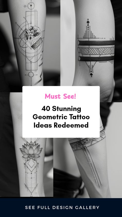 Explore 40 stunning geometric tattoo designs in this collection featuring intricate fine line art and elegant lotus symbols. Grab inspiration from stylish geometric bracelet tattoos too. Norse Geometric Tattoo, Geometric Wrist Tattoo For Men, Square Fine Line Tattoo, Tattoo Ideas Geometric Minimalist, Geometric Simple Tattoo, Geometric Cloud Tattoo, Elbow Ornament Tattoo, Geometric Tattoos For Guys, Fine Line Women Tattoo