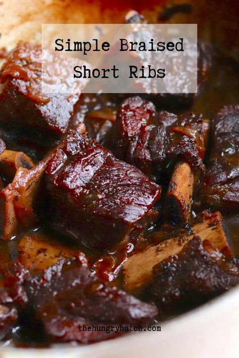 Braising is the best way to cook short ribs, and this simple recipe teaches you how to get flavorful, fall-off-the-bone meat with ease. Short Ribs Dutch Oven, Short Rib Recipes Oven, Beef Chuck Short Ribs, Asian Short Ribs, Ribs Recipe Oven, Cooking Short Ribs, Braised Short Ribs Recipe, Beef Ribs Recipe, Beef Short Rib Recipes