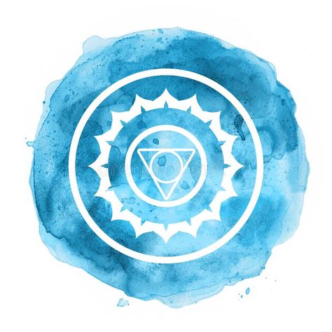 Chakra symbol. Watercolor artistic illustration vector illustration Chakra Illustration, Vishuddha Chakra, Chakra Symbols, Throat Chakra, Illustration Vector, Chakra, Stock Illustration, Vector Illustration, Spirituality