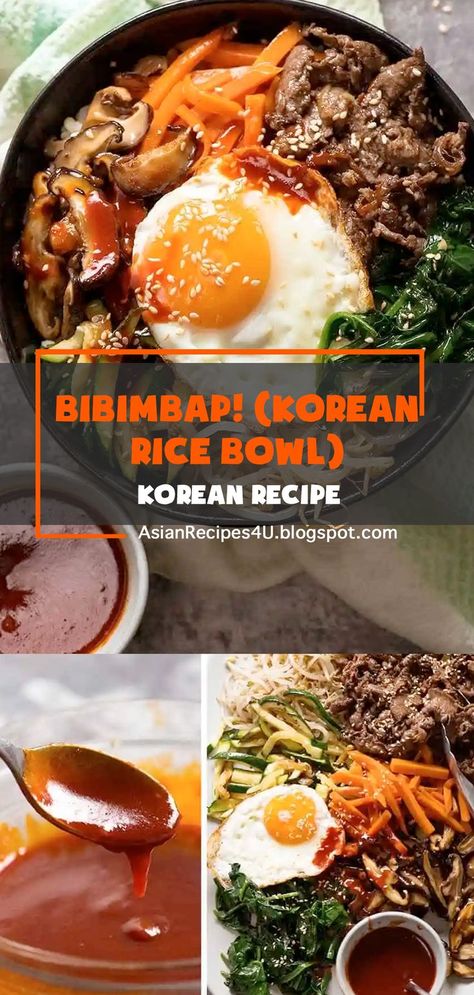 Bibimbap – Trust the Koreans to transform the humble rice bowl into a recipe that’s revered all around the world! With a kaleidoscope of seasoned sautéed vegetables, Korean marinated beef, and the signature fried egg, the thing that really seals the deal is the bright red, spicy Bibimbap Sauce that I can’t get enough of. #Korean #Recipes #Rice Korean Rice Bowl Recipe, Korean Food Bibimbap, Bibimbap Sauce, Korean Rice Bowl, Korean Food Side Dishes, Bibimbap Recipe, Quick Rice, Recipes Rice, Korean Kitchen