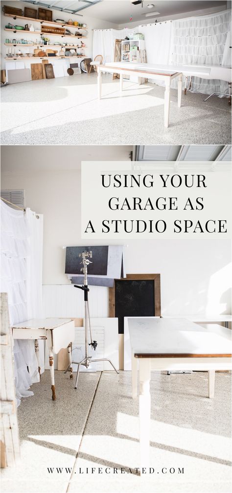 Garage studio In Home Photography Studio Set Up, Photography Studio In Garage, Diy Garage Photography Studio, Photo Studio Garage, Photography Studio Hacks, Garage Photo Studio Ideas, Photo Studio In Garage, Photography Studio Garage, Garage Photography Studio Ideas