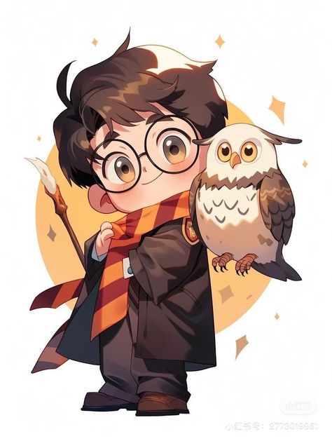 Magic Drawings, Harry Potter Chibi, Harry Potter Cartoon, Harry Potter Art Drawings, Harry Potter Painting, Harry Potter Stickers, Dobby Harry Potter, Cute Harry Potter, Theme Harry Potter