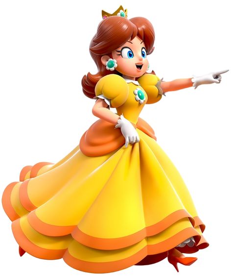 Daisy is the princess of Sarasaland, and appeared first in Super Mario Land. She was kidnapped by the evil alien Tatanga, who wanted to marry her, and Mario had to save her. Since then, she regularly appears as Peach's friend and Luigi (Mario's brother) potential girlfriend. She is sometimes distressed, but being tomboyish, it is not her main purpose in story. Energetic, cheerful, regally and unbearably beautiful and sugary sweet, Daisy have tomboyish tendencies and is more adventurous than ... Daisy Mario Bros, Mario Princess Daisy, Daisy Mario, Super Mario Bros Film, Mario Party 7, Harmonie Mario, Mario Party 9, Mario Kart Ds, Mario Land