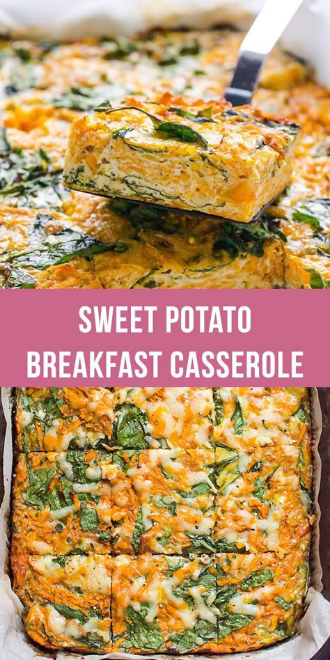 Sweet Potato Egg Casserole, Healthy Egg Casserole, Shredded Sweet Potato, Potato Egg Casserole, Eggs And Spinach, Potato Eggs, Sweet Potato Breakfast Casserole, Potato Breakfast Casserole, Sweet Potato Egg