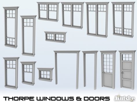 mutske's Thorpe Windows and Doors Sims 4 Windows Maxis Match, Roommates Apartment, Wall Trims, Sims Home, Sims2 Cc, Victorian Windows, Sims 4 Kitchen, Die Sims 4, T 1000