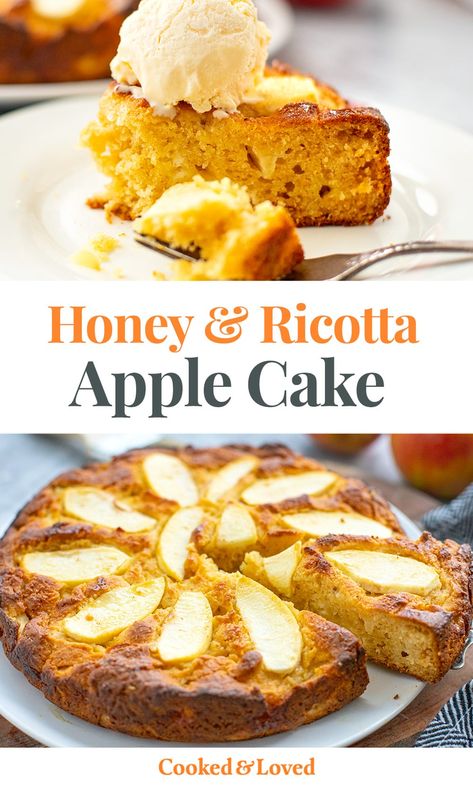 Apple Honey & Ricotta Cake Recipe (Gluten-Free, No Added Sugar) Paleo Apple Cake, Apple Ricotta, Moist Sponge Cake, Honey Ricotta, Healthy Apple Cake, Apple Honey, Springform Pan Cake, Ricotta Cake, Honey Cake