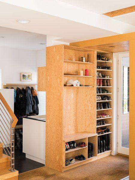 Photo 98 of 131 in Best Storage Closet Photos from It Takes a Village - Dwell Marvin Windows And Doors, Laundry Room/mud Room, Marvin Windows, It Takes A Village, Takes A Village, Studios Architecture, Bainbridge Island, Boot Room, Utility Rooms