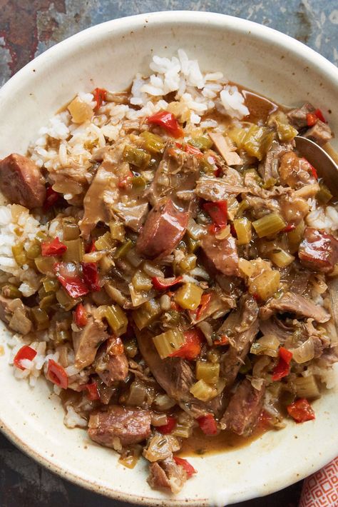 Upperline’s Duck and Andouille Gumbo Recipe - NYT Cooking Duck Gumbo, Sausage Gumbo, Gumbo Recipe, Roast Duck, Duck Recipes, Nyt Cooking, Andouille Sausage, Andouille, Gumbo