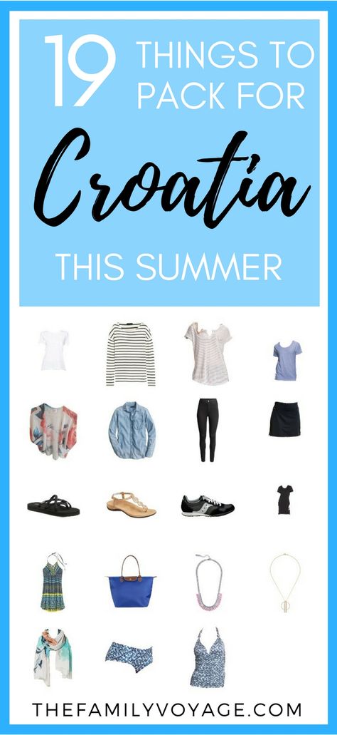 Traveling to Croatia this summer? Check our our ultimate packing list to lighten your load whether your visiting Dubrovnik, Plitvice, Zagreb or other beautiful areas. Our travel capsule wardrobe for Croatia has you covered for city exploring and romping around outdoors! What to pack for Croatia in June | Croatia travel capsule wardrobe for summer trip to Europe #Croatia #travel #packinglist #capsulewardrobe What To Wear In Croatia, Croatia Packing List, Travel Prague, Travel Capsule Wardrobe Summer, Travel Croatia, Travel Prep, Ultimate Packing List, Travel Scotland, Travel Capsule