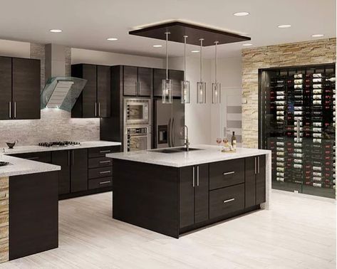 European Kitchen Design, Dark Wood Kitchen Cabinets, European Kitchen Cabinets, Brown Kitchen Cabinets, Dark Wood Kitchens, Online Kitchen Cabinets, European Kitchens, Brown Cabinets, Kitchen Cabinet Styles