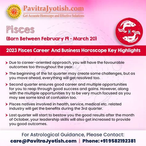 If you are Pisces born native looking for clear insight of your career/business aspect for upcoming year, choose our 2023 Pisces Career Horoscope and Business Horoscope solution for your concerns. Pisces 2023, Pisces Career, 2023 Predictions, Zodiac Signs Horoscope, Best Careers, Zodiac Signs, Career