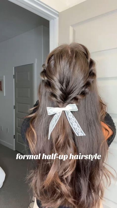 Check more at https://howcandothis.com/hairstyleideas/17018/ Half Up Half Down Hair Tutorial, Long Hairstyle Ideas, Cute Quick Hairstyles, Simple Prom Hair, Easy Hairstyles For Thick Hair, Hoco Hair Ideas Half Up, Hair Inspiration Long, Bow Hairstyle, Hairstyles For Layered Hair