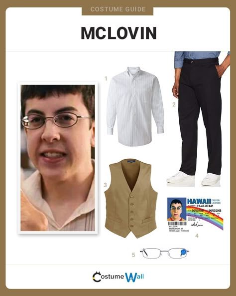 Cool Guy Halloween Costumes, Characters For Halloween Costumes, Movie Based Halloween Costumes, Halloween Costume Men Easy, Superbad Halloween Costume, Easy Costume Ideas Men, Movie Costume Ideas Men, Men’s Iconic Halloween Costumes, Simple Movie Character Costumes