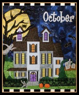 October Holiday House Haunted House Quilt Pattern by Zebra Patterns Haunted House Quilt, Paper Pieced Patterns, House Quilt Block, House Quilt Patterns, October Holidays, Holiday Quilts, Fall Quilts, Halloween Quilts, House Quilts