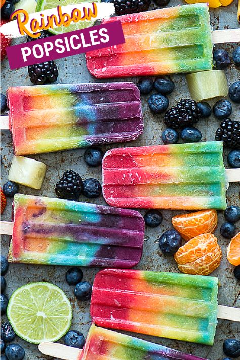 Learn how to make the Pinterest famous Rainbow Popsicles! Make your own homemade rainbow popsicles with lots of fresh fruit! #rainbow #popsicles #rainbowfood #rainbowpopsicles Popsicle Recipe For Kids, Rainbow Popsicles, Fresh Fruit Smoothies, Fruit Popsicles, Homemade Popsicles, Ice Lolly, Popsicle Recipes, Summer Snacks, Idee Pasto Sano