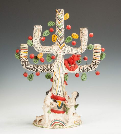 Mexican Candelabras, Mexican Candle Holder, Mexican Tree Of Life, Latin American Folk Art, Mexican Colors, Slab Ceramics, Kitsch Decor, Tree Of Life Art, Mexican Ceramics